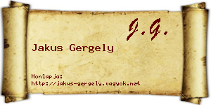 Jakus Gergely névjegykártya